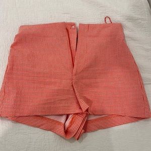 Zara red and white gingham shorts